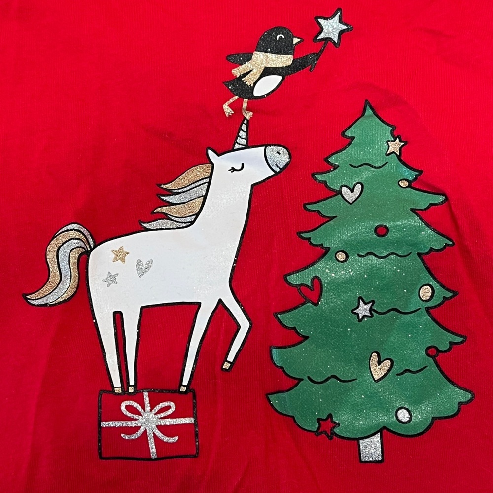 Toddler Girl’s Christmas Long-Sleeved Top, 100% Cotton, Size 4T